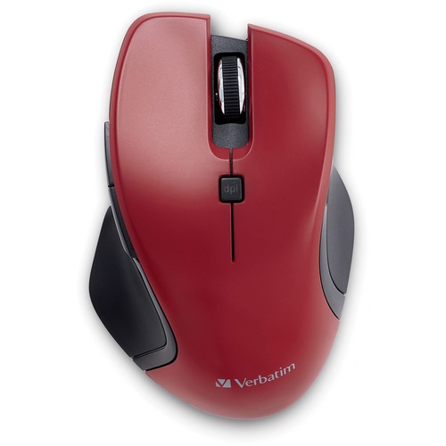 Verbatim Mouse - Blue LED/Optical - Wireless - Radio Frequency - 2.40 GHz - Red - USB Type C - 1600 dpi - 6 Button(s) - 1 Each