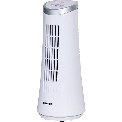 Optimus F-7345WH Desk Fan - 12" Fan Diameter - 2 Speed - Quiet, Oscillating, Carrying Handle, Energy Efficient, Air Circulation, Adjustable Tilt Head, 75° Swing, LED Indicator - White