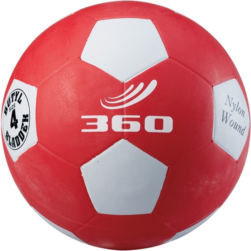 360 Athletics PLAYGROUND Series Soccer Ball - Size 4 - Butyl, Nylon, Rubber - Red - 1 - Sports Balls - AHLPGS4R