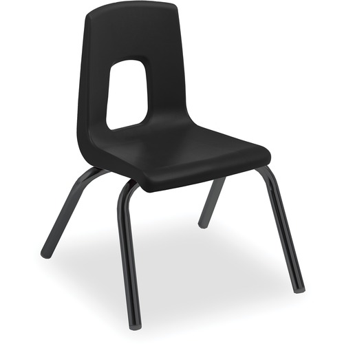 Classic 4-Leg Chair - Black Polypropylene Seat - Black Polypropylene Back - Black Tubular Steel Frame - Four-legged Base - 5 Each