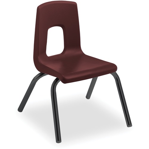 ALUMNI Classic 4-Leg Chair - Burgundy Polypropylene Seat - Burgundy Polypropylene Back - Black Tubular Steel Frame - Four-legged Base - 1 Each