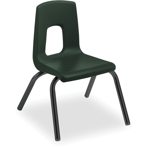 ALUMNI Classic 4-Leg Chair - Green Polypropylene Seat - Green Polypropylene Back - Black Tubular Steel Frame - Four-legged Base - 1 Each