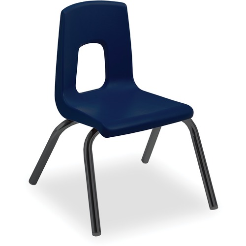 Classic 4-Leg Chair - Navy Polypropylene Seat - Navy Polypropylene Back - Black Tubular Steel Frame - Four-legged Base - 5 Each