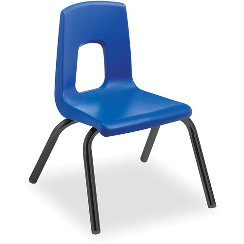 Classic 4-Leg Chair - Royal Blue Polypropylene Seat - Royal Blue Polypropylene Back - Black Tubular Steel Frame - Four-legged Base - 5 Each