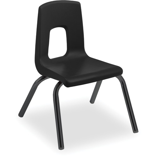 ALUMNI Classic 4-Leg Chair - Black Polypropylene Seat - Black Polypropylene Back - Black Tubular Steel Frame - Four-legged Base - 1 Each