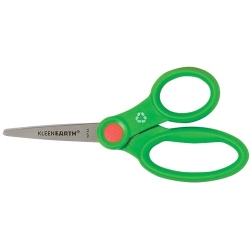 Westcott KleenEarth 5" Pointed Antimicrobial Kids Scissors - Left/Right - Stainless Steel - Pointed Tip - 1 Each