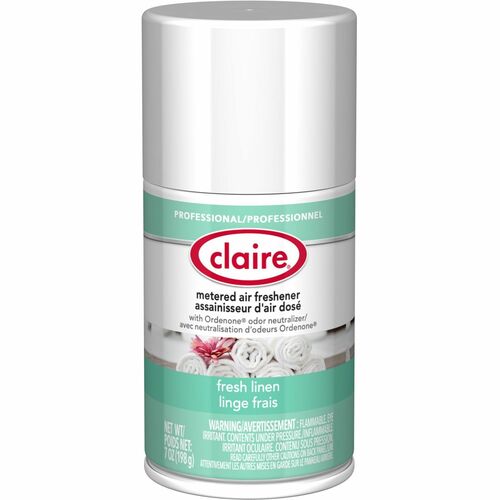 Claire Fresh Linen Metered Aerosol - Aerosol - 330 Sq. ft. - 10 fl oz (0.3 quart) - Fresh Linen - 30 Day - 1 Each