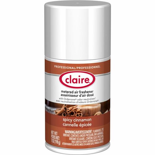 Claire Spicy Cinnamon Metered Air Freshener - Aerosol - 330 Sq. ft. - 10 fl oz (0.3 quart) - Spicy Cinnamon - 30 Day - 12 / Pack