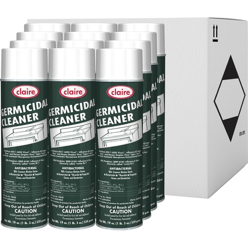 Claire Foaming Germicidal Cleaner - Spray - 20 fl oz (0.6 quart) - Floral Scent - 12 / Carton - White