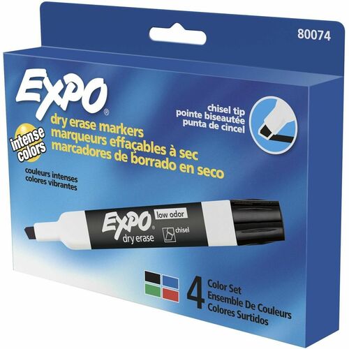 Expo Dry Erase Marker - Bold Chisel Marker Point - Assorted Ink - Dry - 4 Pack