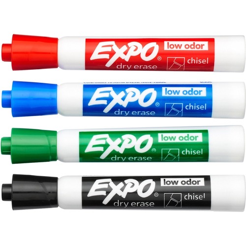 Expo Low Odour Dry Erase Whiteboard Marker - Chisel Marker Point - Assorted Ink - 4 / Pack