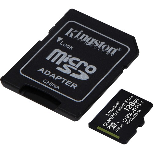 Kingston Canvas Select Plus 128 GB Class 10/UHS-I (U1) V10 microSDXC - 1 Pack - 100 MB/s Read - Lifetime Warranty - Memory Cards/Sticks - KINSDCS2128GBCR