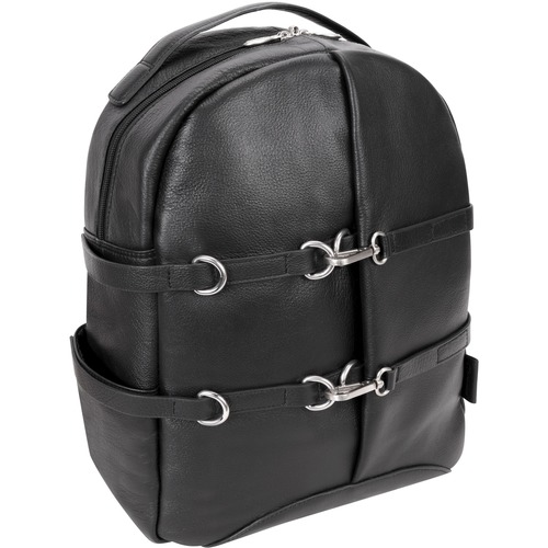 McKleinUSA OAKLAND 1879U Carrying Case (Backpack) for 15" Notebook - Black - Calfskin Leather Body - Shoulder Strap, Backpack Strap, Handle - 16.5" Height x 5" Width x 12" Depth - Unisex
