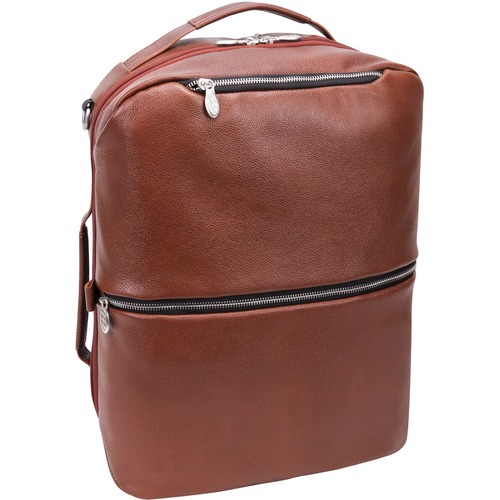 McKleinUSA EAST SIDE 1887U Carrying Case (Backpack) for 17" Notebook - Brown - Anti-slip Shoulder Strap - Calfskin Leather Body - Shoulder Strap, Handle, Backpack Strap - 18" Height x 5" Width x 12.5" Depth - Unisex