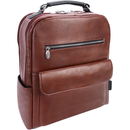 McKleinUSA LOGAN 1908U Carrying Case (Backpack) for 17" Notebook - Brown - Calfskin Leather Body - Handle, Shoulder Strap - 17" Height x 5" Width x 13" Depth - Unisex