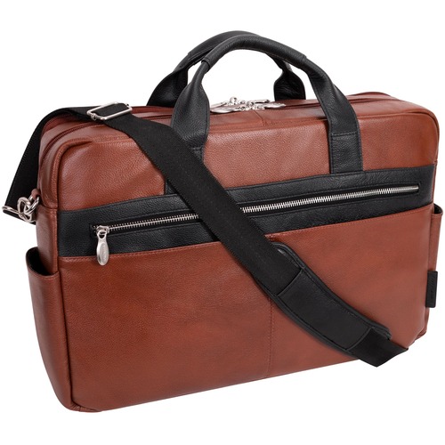 McKleinUSA SOUTHPORT 1910U Carrying Case (Briefcase) for 17" Notebook - Brown - Anti-slip Shoulder Strap - Calfskin Leather Body - Handle, Shoulder Strap - 12" Height x 4" Width x 17.5" Depth - Unisex