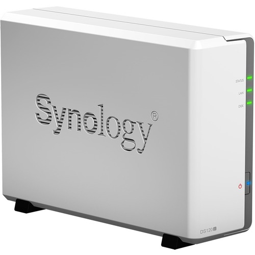 Synology DiskStation DS120j 1 Bay NAS Enclosure, 3.5/2.5 SATA Drive Bay, Dual Core 800 MHz, RAID Basic, Diskless