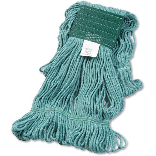 Boardwalk Super Loop Wet Mop Head, Cotton/Synthetic Fiber, 5" Headband, Medium Size, Green - Medium - 6.6" Width x 18" Depth - Cotton, Synthetic Fiber, Vinyl - 1 Each