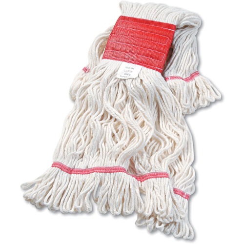 Boardwalk Super Loop Wet Mop Head, Cotton/Synthetic Fiber, 5" Headband, Large Size, White - Large - 6.3" Width x 20.5" Depth - Cotton, Synthetic Fiber, Vinyl - 1 Each