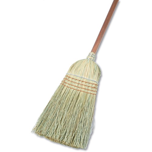 Boardwalk Warehouse Broom, Yucca Corn Fiber Bristles, 56" Overalll Length, Natural, 12/Ct - Yucca, Corn Fiber Bristle - 42" Handle Length x 1.13" Handle Diameter - 56" Overall Length - Wood Handle - 12 / Carton