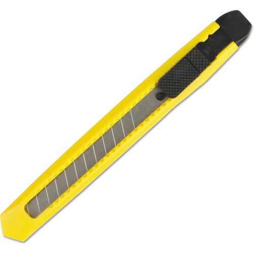 Boardwalk Snap Blade Knife, Retractable, Snap-Off, Straight-Edged, Yellow - Retractable, Snap-off, Lockable, Comfortable - Plastic - Yellow - 1