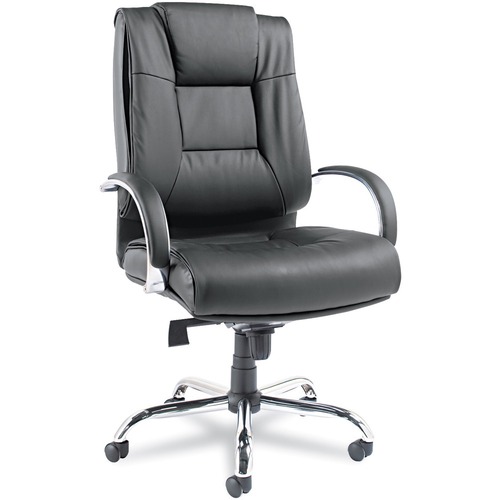 ALERA Ravino Big & Tall Executive Chair - Black Leather, Plush Seat - Black Leather, Plush Back - 5-star Base - Black - Armrest