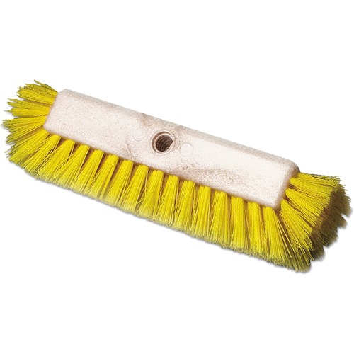 Boardwalk Dual-Surface Scrub Brush, Plastic Fill, 10" Long, Yellow - 2.50" Polypropylene Bristle - 10" Brush Face - 10" Overall Length - Plastic Handle - 1 Each