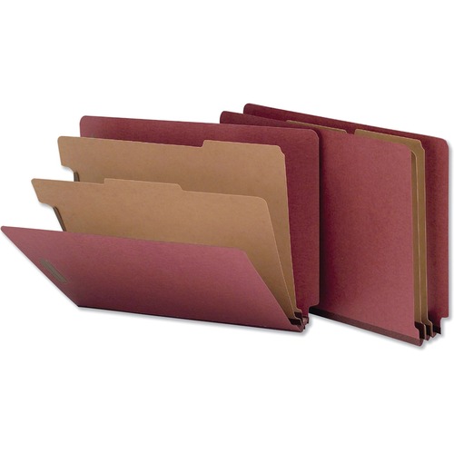 Universal Products Straight Tab Cut Letter Recycled Classification Folder - 1" Folder Capacity - 8 1/2" x 11" - 2" Expansion - 6 x Prong Fastener(s) - 1" Fastener Capacity - End Tab Location - 2 Divider(s) - Red - 10 / Box