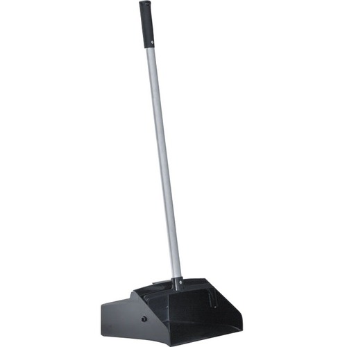 Boardwalk Lobby Dust Pan, Plastic/Aluminum, 11 3/4" Wide, 34" Handle, Black/Silver - 34" Handle - Plastic, Aluminum - Black/Silver - 6 / Pack