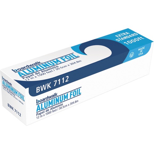 Boardwalk Standard Aluminum Foil Roll, 12" x 1,000 ft - 12" Width x 1000 ft Length x 0.6 mil Thickness - Cutting Edge - Aluminum - Silver, Gray - 1