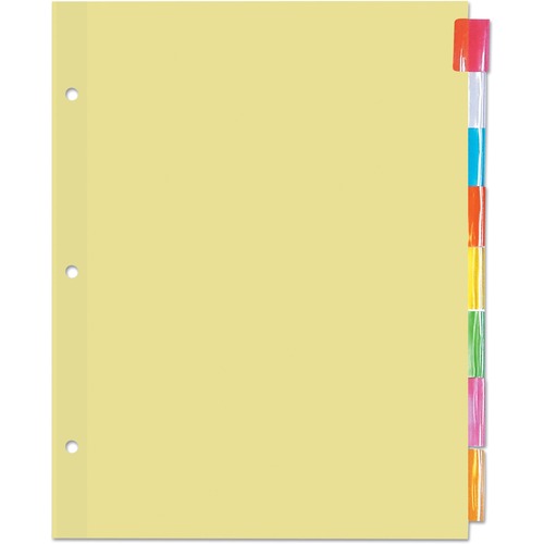 Universal Products Index Divider - 8 Tab(s) - 24 Tab(s)/Set - Letter - 8.50" Width x 11" Length - 3 Hole Punched - Buff Card Stock Divider - Multicolor Plastic Tab(s) - Recycled - 1