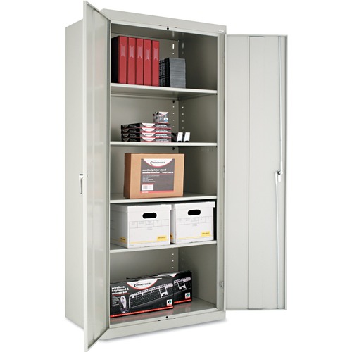 ALERA Assembled 78" High Storage Cabinet, w/Adjustable Shelves, 36w x 24d, Light Gray - 36" Width x 24" Depth x 78" Height - 4 x Shelf(ves) - 2 x Door(s) - 199.59 lb Load Capacity - Adjustable Shelf, Reinforced Door, Locking Bar - Light Gray - Powder Coat