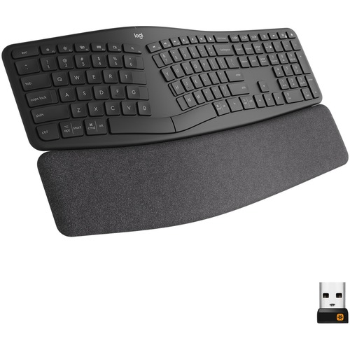 Logitech ERGO K860 Split Ergonomic Keyboard - Wireless Connectivity - Bluetooth/RF - 32.81 ft (10000 mm) - 2.40 GHz - USB Interface - Windows, Mac OS - AAA Battery Size Supported - Black - Keyboards - LOG920009166