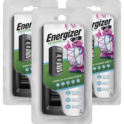 Energizer Recharge Universal Chargers - 6 Hour ChargingAA, AAA, C, D, 9V - 3 / Carton