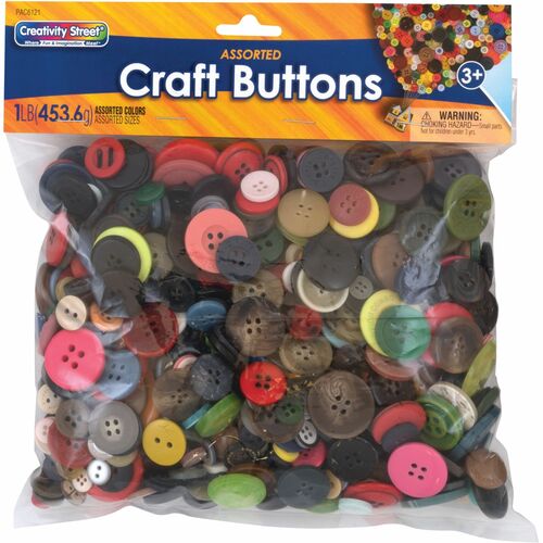 Creativity Street Craft Button Variety Pack - Craft, Classroom Activities, Collage, Decoration, Mask, Puppet, Toy - 1 / Pack - Assorted
