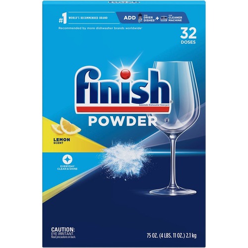 Finish Dishwasher Powder - Powder - 75 oz (4.69 lb) - Lemon Scent - 1 Each - White