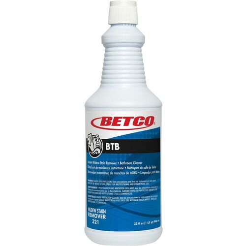 Betco BTB Instant Mildew Stain Remover - 32 fl oz (1 quart) - Apple Scent - 1 Each - Amber