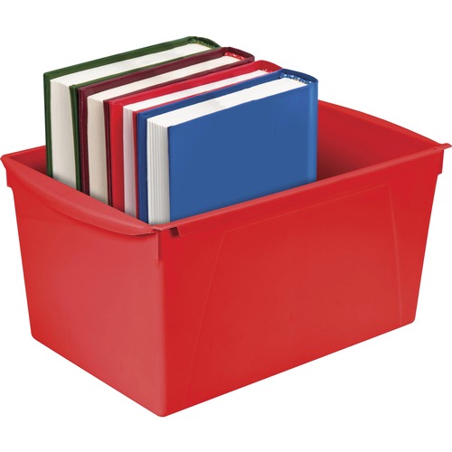 Storex Double XL Wide Book Bins - 7" Height x 9.2" Width14.5" Length%Desktop - Red - 6 / Carton