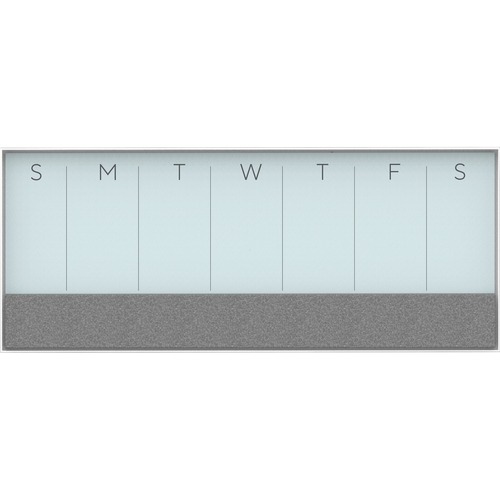 U Brands Magnetic Weekly Calendar Glass Dry Erase Board, Only for use with HIGH Energy Magnets, 14.25 x 35 Inches, White Aluminum Frame (3199U00-01) - 35" Height x 14.25" Width x 1" Depth - White Glass Surface - Stain Resistant, Ghost Resistant, Magnetic,