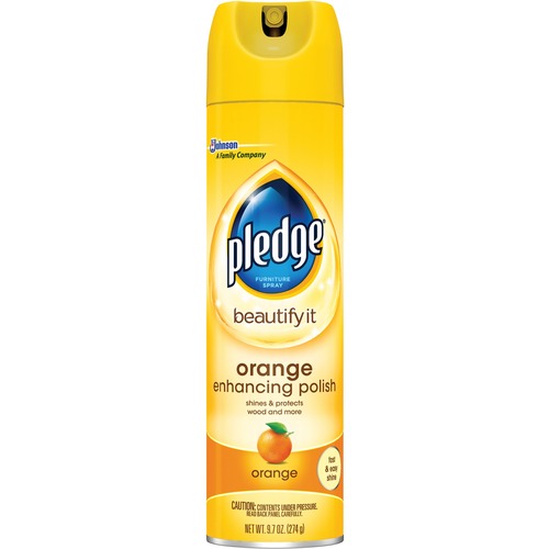 Pledge Beautify Orange Polish - Spray - 9.7 fl oz (0.3 quart) - Orange Scent - 12 / Carton - Multi