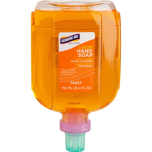 Genuine Joe Citrus Scented Liquid Handwash - Citrus Scent - 25.4 fl oz (750 mL) - Bacteria Remover, Kill Germs - Hand, Gloves - Orange - Triclosan-fre
