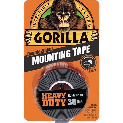 Gorilla Heavy Duty Mounting Tape - 5 ft Length x 1" Width - 1 Each - Black