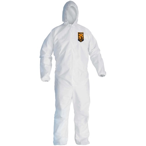 Kleenguard A30 Coveralls - Zipper Front with 1" Flap, Elastic Back, Wrists, Ankles & Hood - Recommended for: Pharmaceutical, Maintenance, Manufacturing, Aerospace - 2-Xtra Large Size - Splash, Particulate, Dirt, Grime, Light Splash, Liquid Protection - Zi
