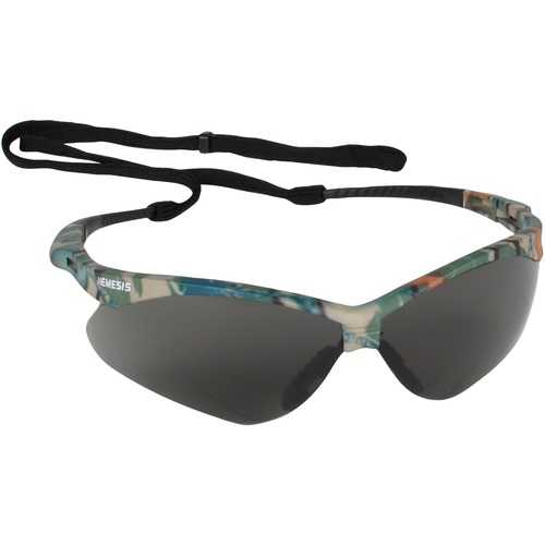 Kleenguard V30 Nemesis Safety Glasses with KleenVision Anti-Fog Coating - Recommended for: Cleaning, Construction, Manufacturing, Shooting, Industrial, Breakroom - Universal Size - Eye Protection - Smoke Lens - Camo Frame - Durable, Lightweight, Flexible,