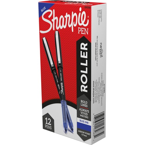 Sharpie Rollerball Pens - 0.7 mm Pen Point Size - Arrow Pen Point Style - Blue - 12 / Dozen