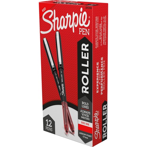 Sharpie Rollerball Pens - 0.7 mm Pen Point Size - Arrow Pen Point Style - Red - 12 / Dozen