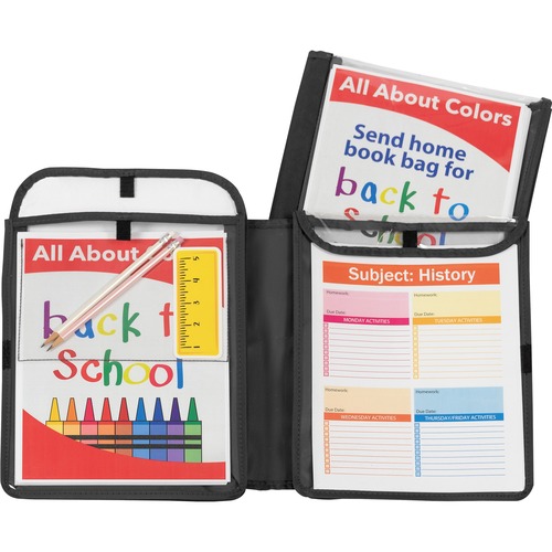 C-Line Homework Connector Folder - 9" x 12" Sheet Size - Internal Pocket(s) - Black - 1 Each