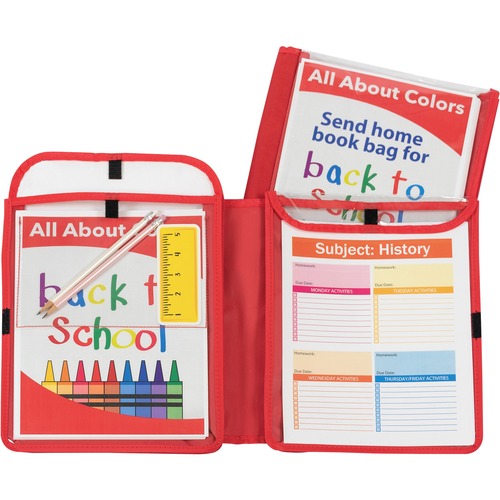 C-Line Homework Connector Folder - 9" x 12" Sheet Size - Internal Pocket(s) - Red - 1 Each