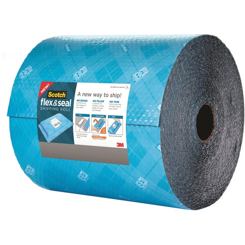 Scotch Flex & Seal Shipping Roll - 15" (381 mm) Width x 200 ft (60960 mm) Length - 130 mil (3.3 mm) Thickness - Durable, Water Resistant, Tear Resistant, Cushioned, Recyclable, Adhesive, Self-stick - Plastic - Blue