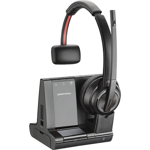 Plantronics Savi Wireless Headset System - Mono - Wireless - Bluetooth/DECT 6.0 - 590 ft - 20 Hz - 20 kHz - Over-the-head - Monaural - Noise Cancelling Microphone - Noise Canceling - Black